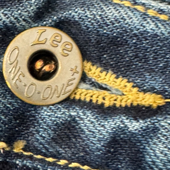 Lee 101 Denim Medium Wash Straight Leg Jeans Mens W29xL30 Rare Blue Hair Tag - Picture 7 of 13